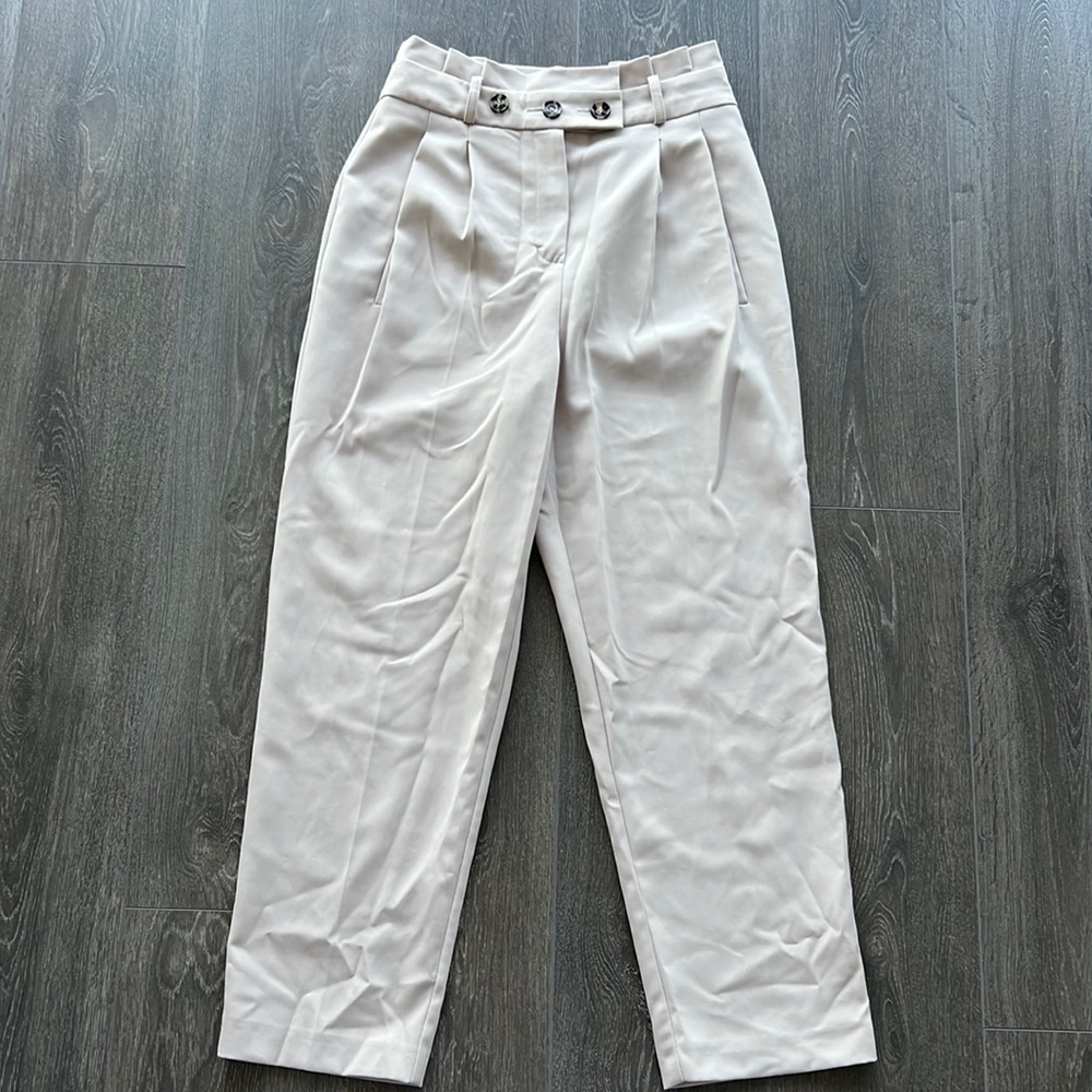 Topshop cream high waisted suit trousers